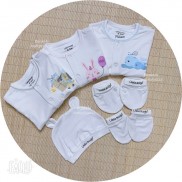 [XẢ KHO CHÍNH HÃNG UALA ] SET sơ sinh UALA & ROGO full đồ trắng in hình vải petit mềm mịn 2209